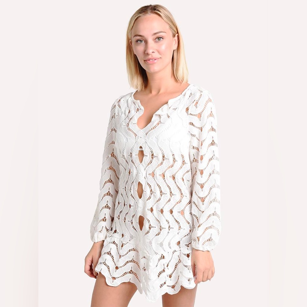 Eberjey White Crochet Swim Coverup